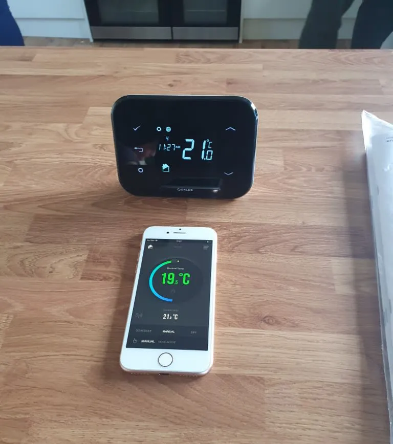 smart thermometer set up to control heating